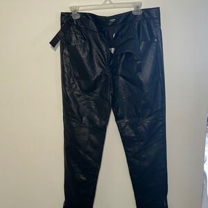 Jade Black Leather-Style Trousers